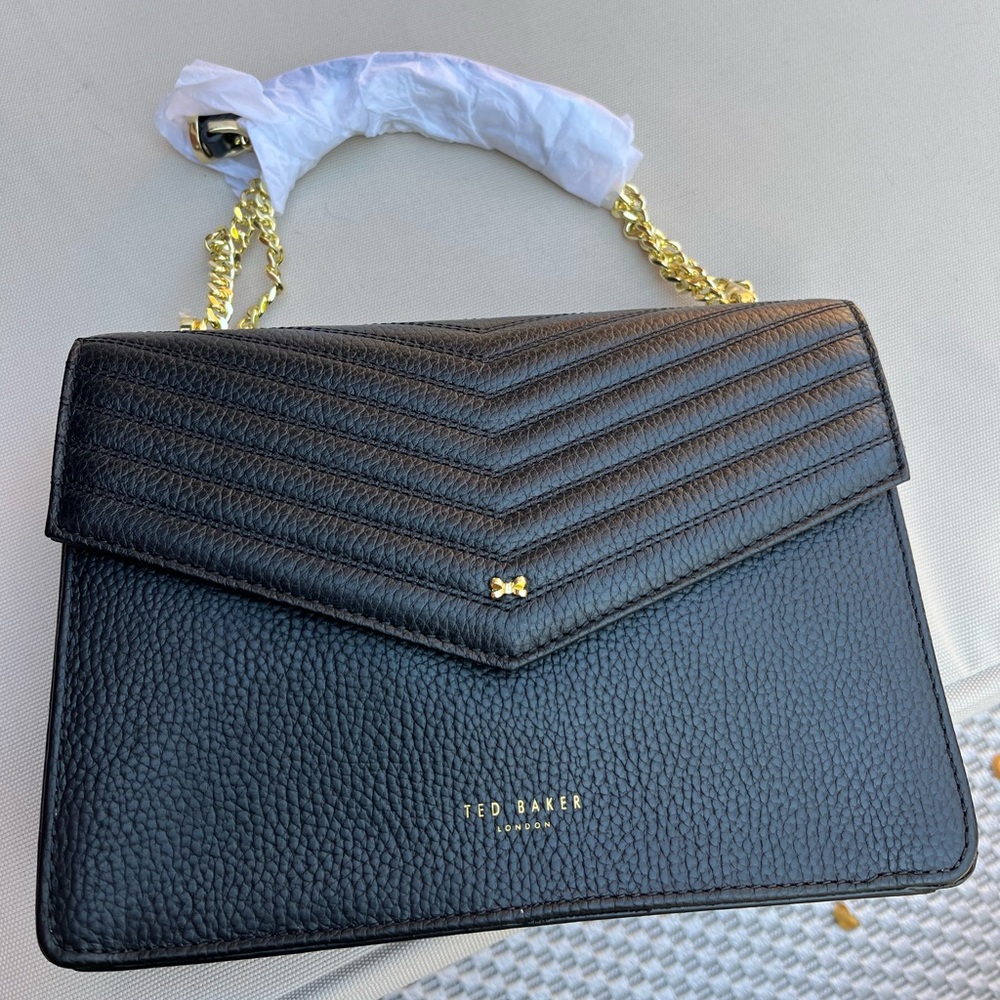 Ted Baker Black Quilted Leather Chain Shoulder Bag